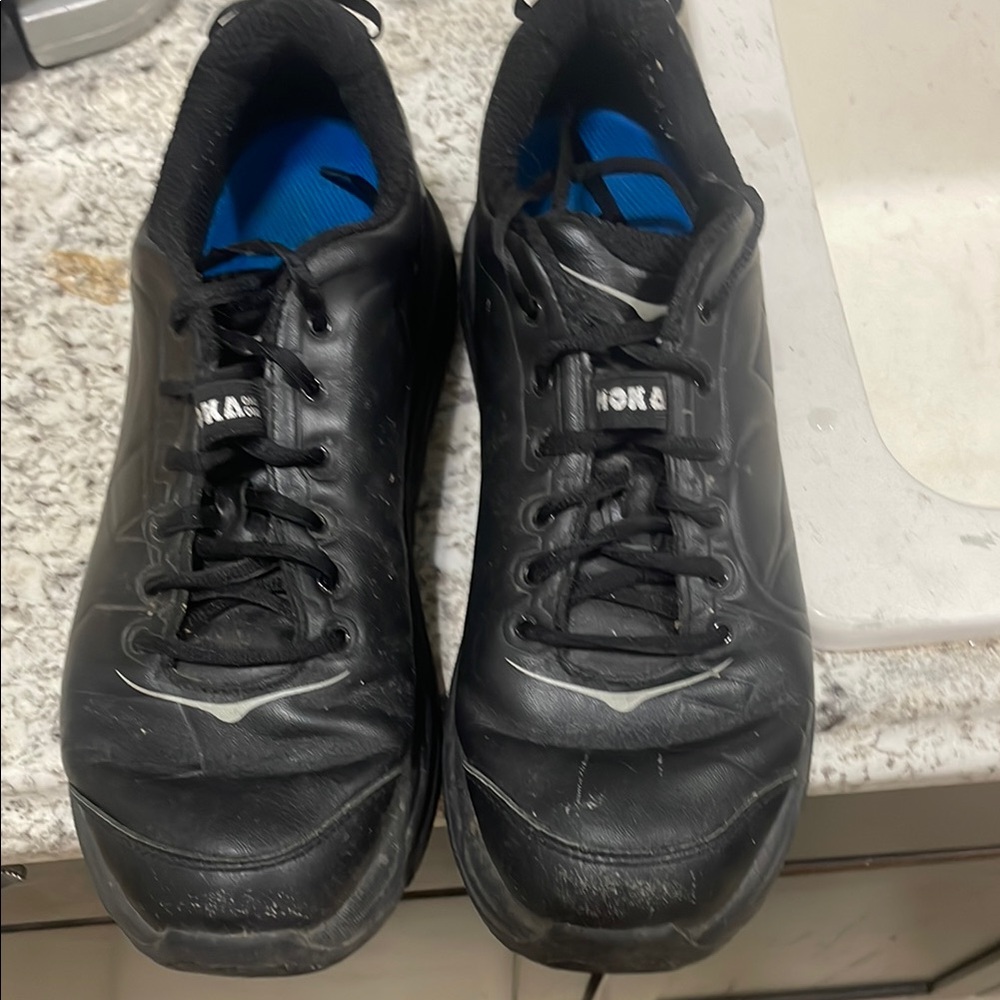 Hoka Black Athletic Shoes with Lace-Up Design
